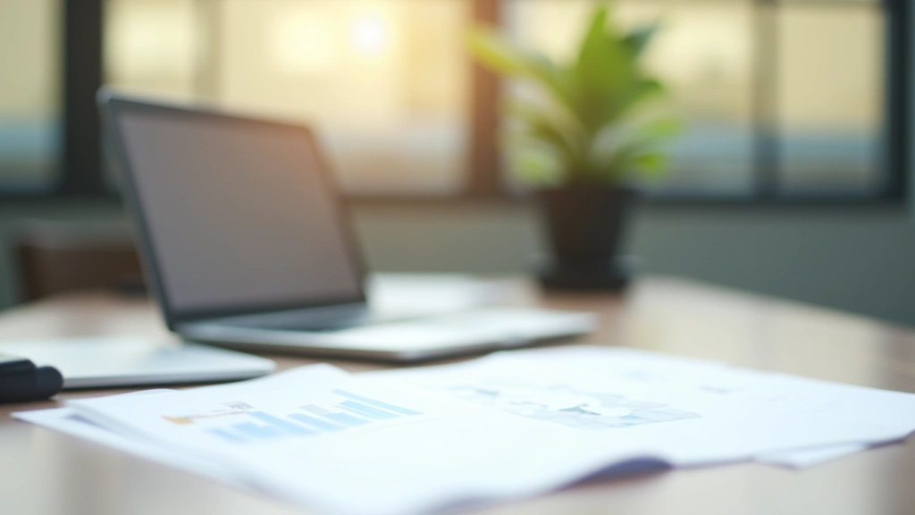 Bureau moderne avec documents financiers et tableaux de rendement immobilier